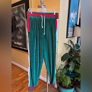 men’s velour green track pants or joggers